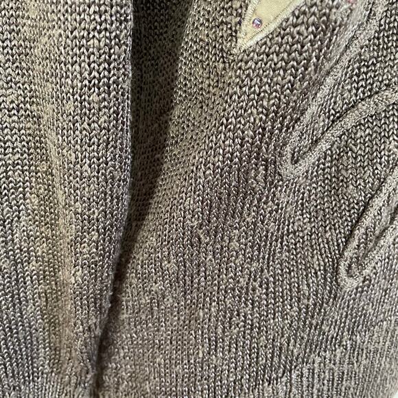 Vintage Sweater Womens Size Small Brown Knit V Neck Lightweight Embellished 80s - Picture 8 of 12